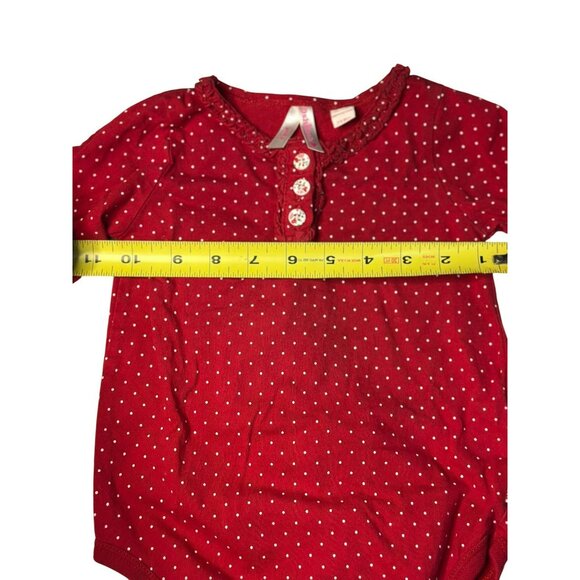 OshKosh B’gosh Girls Red & White Polka Dot Ruffle Snap-Front Bodysuit Romper 24M - Picture 6 of 6